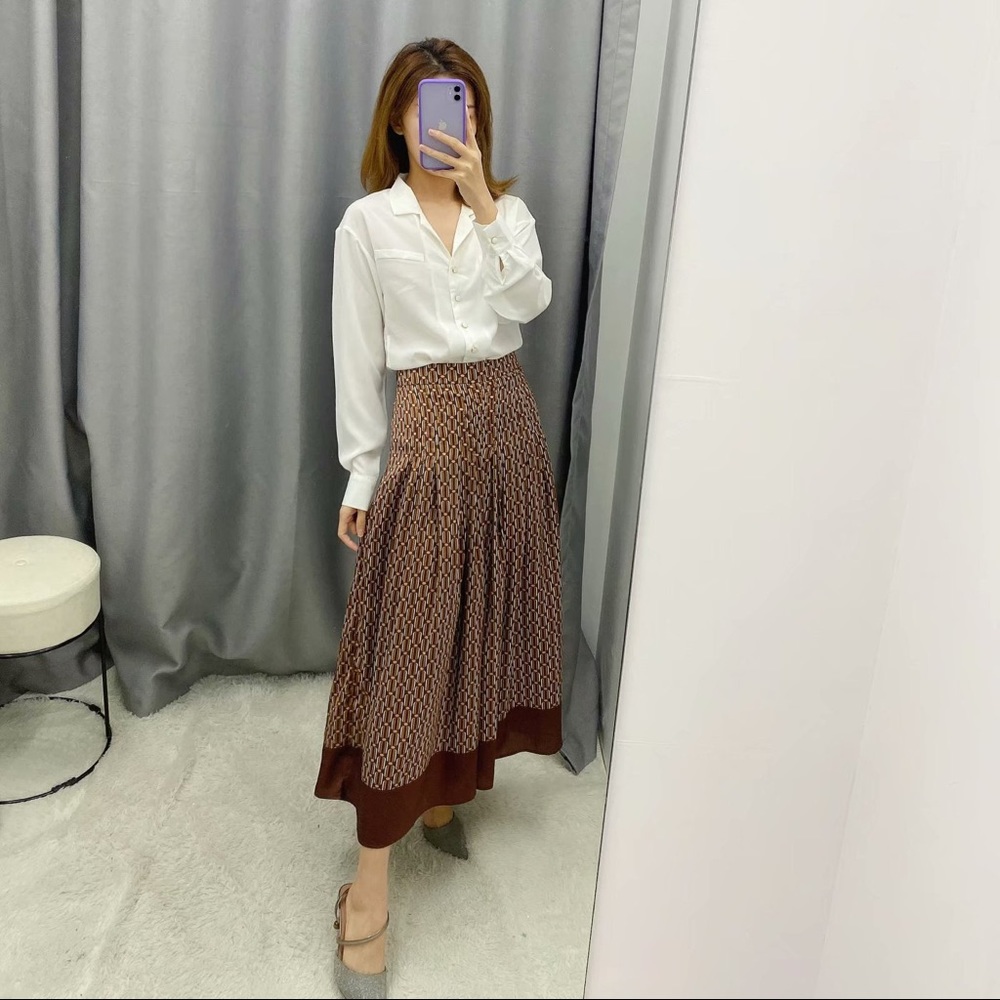 Zara Brown Patterned Capris